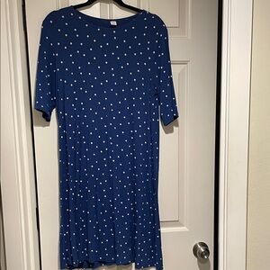 Old  Blue Polka Dot Swing Dress. SzL